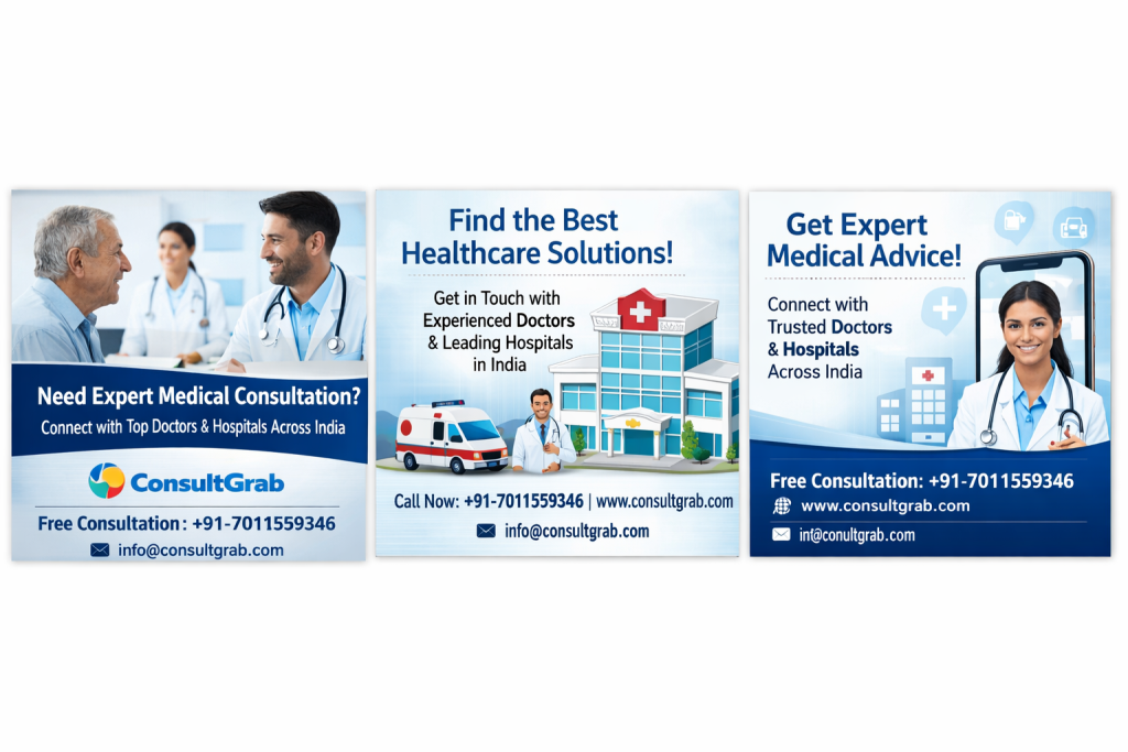 ConsultGrab platform connecting patients with experienced doctors and top hospitals in India for expert medical consultation.