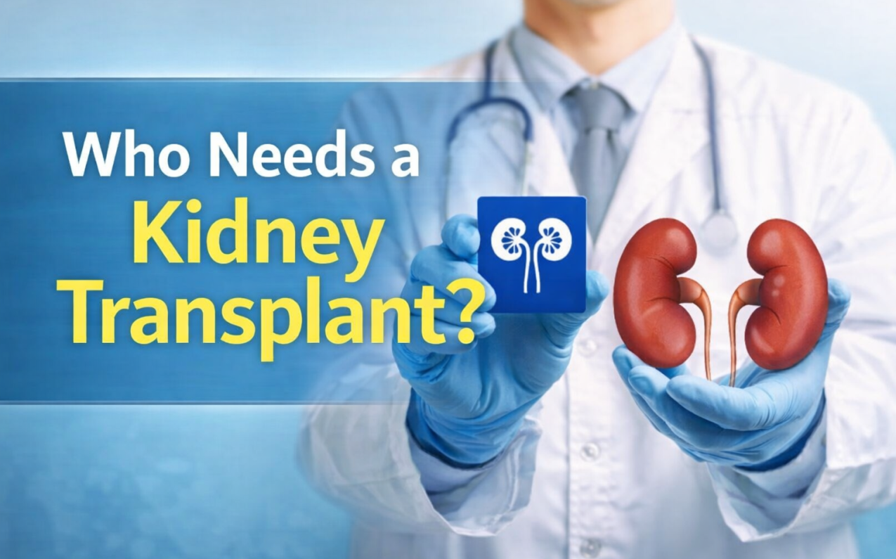 doctor holding kidney model explaining who needs a kidney transplant