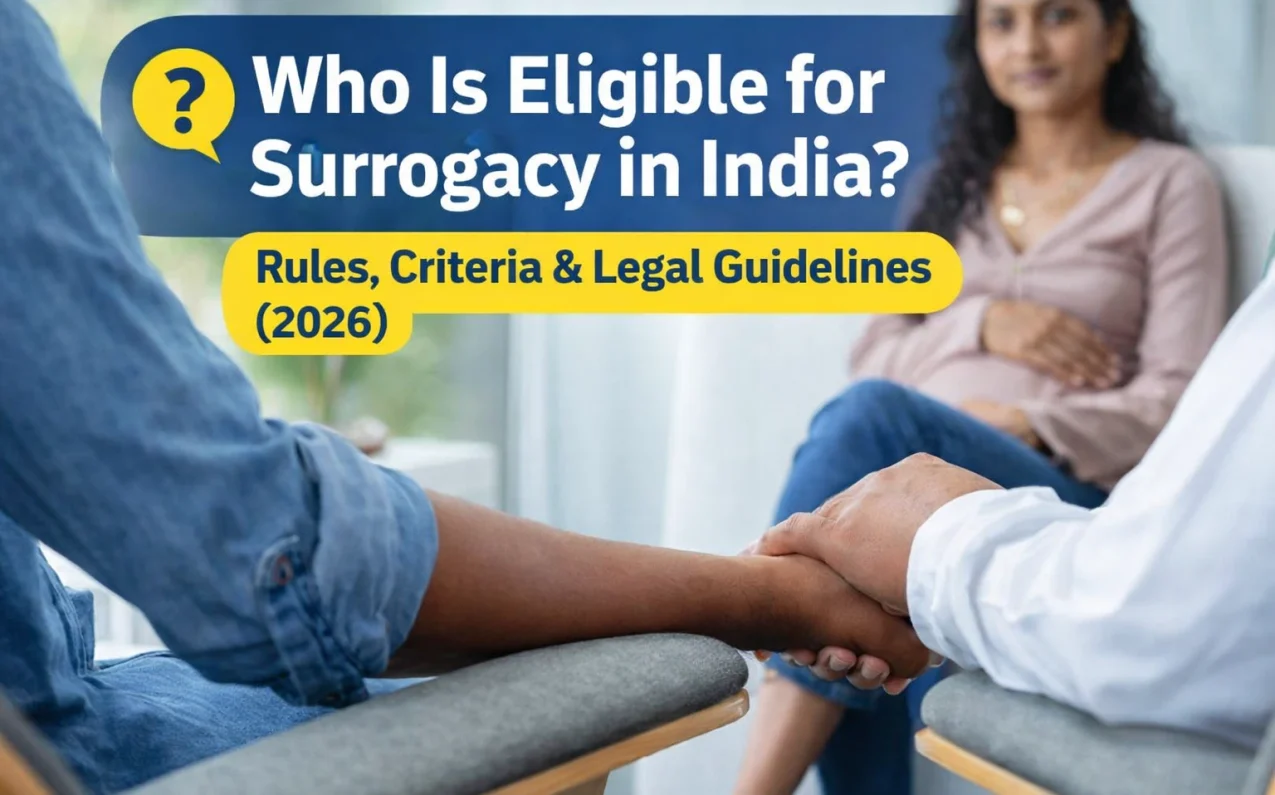 Doctor consulting a couple about surrogacy eligibility in India and legal guidelines for intended parents and surrogate mothers