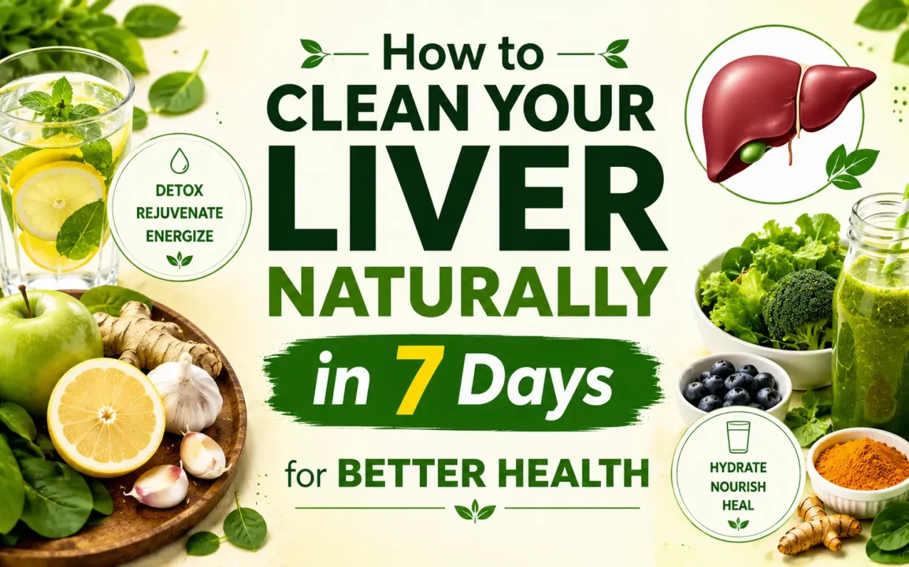 Natural liver detox in 7 days with healthy foods, hydration, exercise, lemon water, berries, and liver-friendly lifestyle habits for better health.