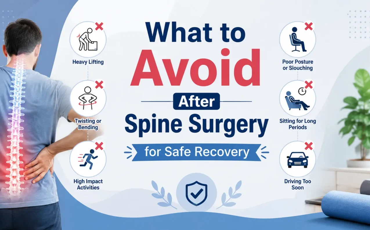 What to avoid after spine surgery including bending, lifting, poor posture, and driving for safe recovery