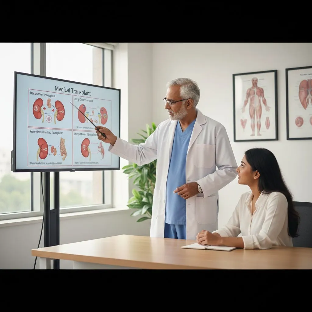Kidney specialist explaining types of kidney transplant to patient