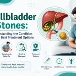 Illustration showing the best treatment options for gallbladder stones, including laparoscopic and robotic gallbladder surgery for safe and effective stone removal