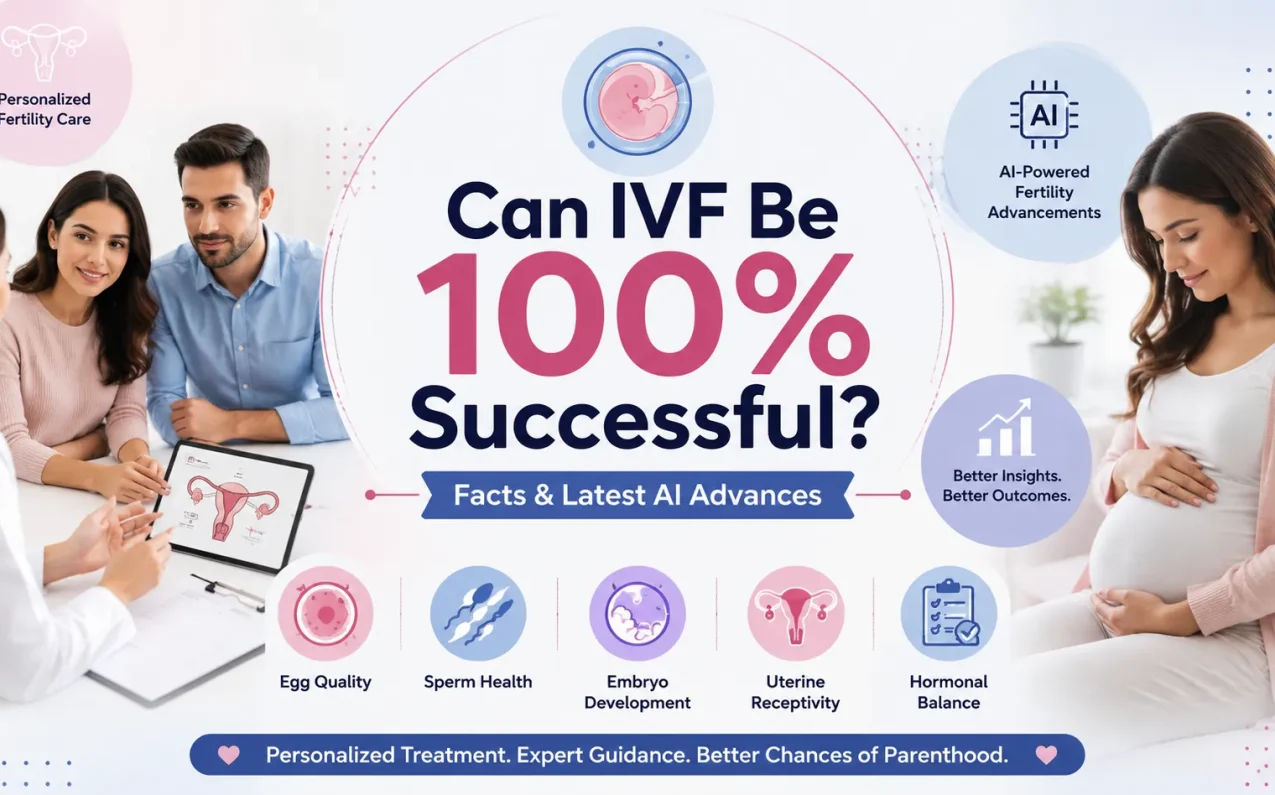 Couple consulting a fertility specialist about IVF success rates, multiple IVF cycles, embryo implantation, and AI-assisted fertility treatment options.
