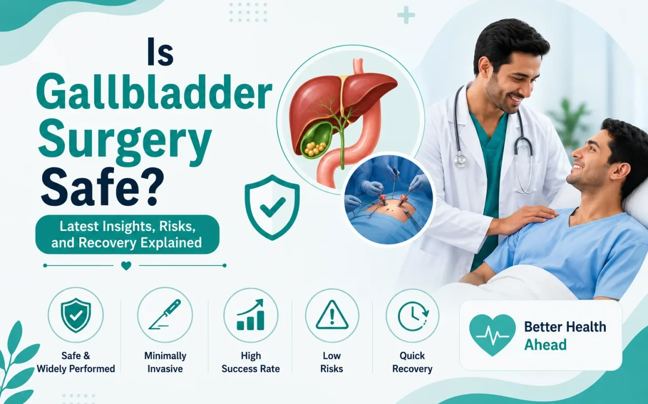 Laparoscopic gallbladder surgery showing a minimally invasive procedure used to safely remove a non-functioning gallbladder and treat gallstones with quick recovery.