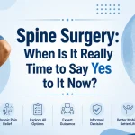 Spine Surgery: When Is It Really Time to Say Yes to It Now? Featured image showing a patient with chronic back pain, spinal surgery illustration, spine stabilization procedure, and expert treatment guidance for informed spine surgery decisions and recovery.
