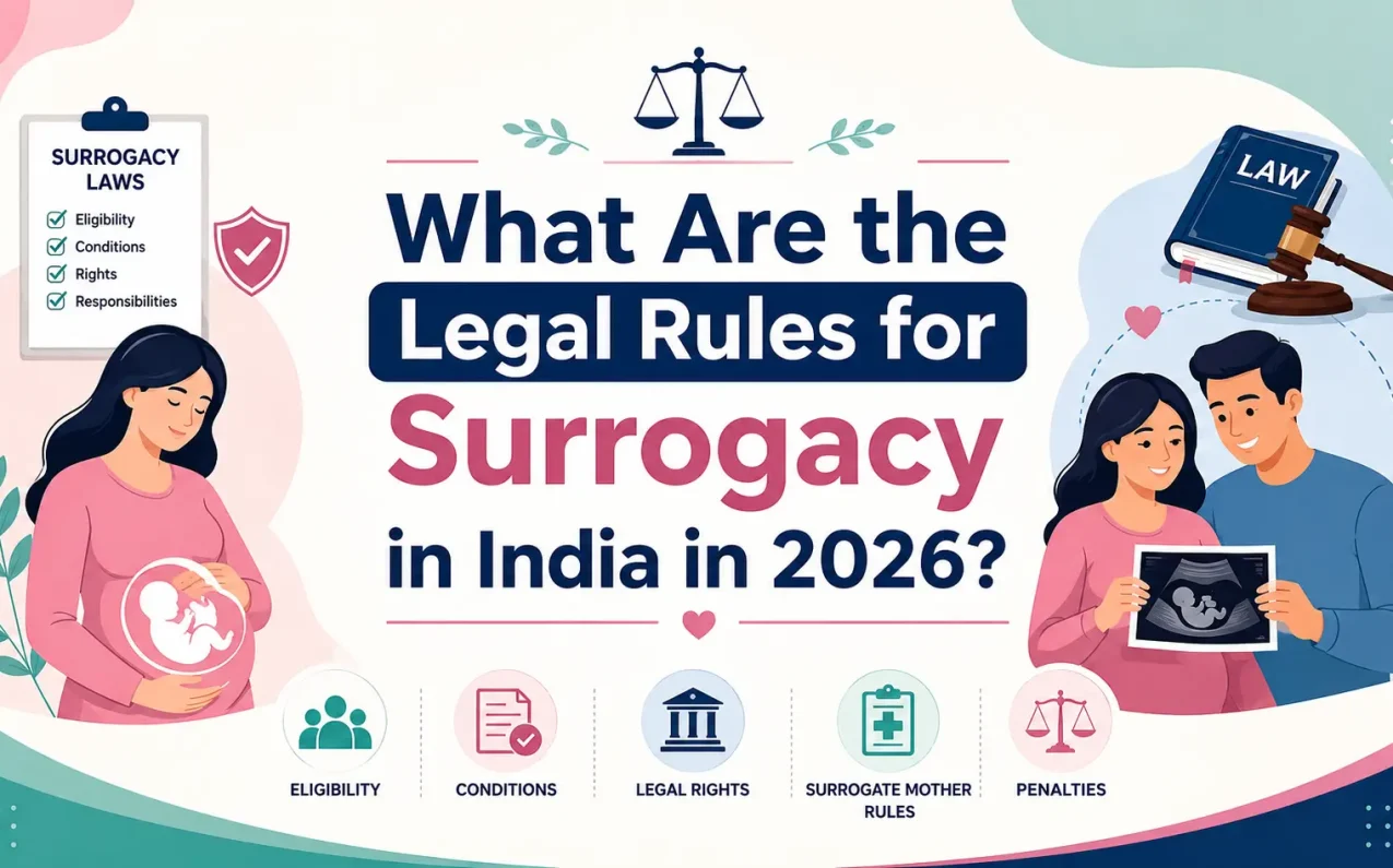 What Are the Legal Rules for Surrogacy in India in 2026? Intended parents consulting fertility and legal experts about surrogacy eligibility, donor gamete rules, parental rights, and surrogacy regulations in India.