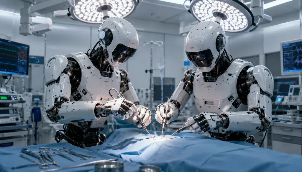 Can Robots Perform Surgery? Two humanoid robots working as surgical team during gallbladder removal procedure at UC San Diego