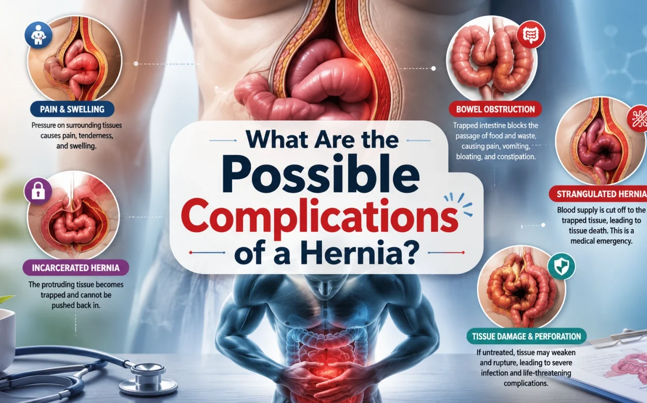 Possible complications of a hernia illustration