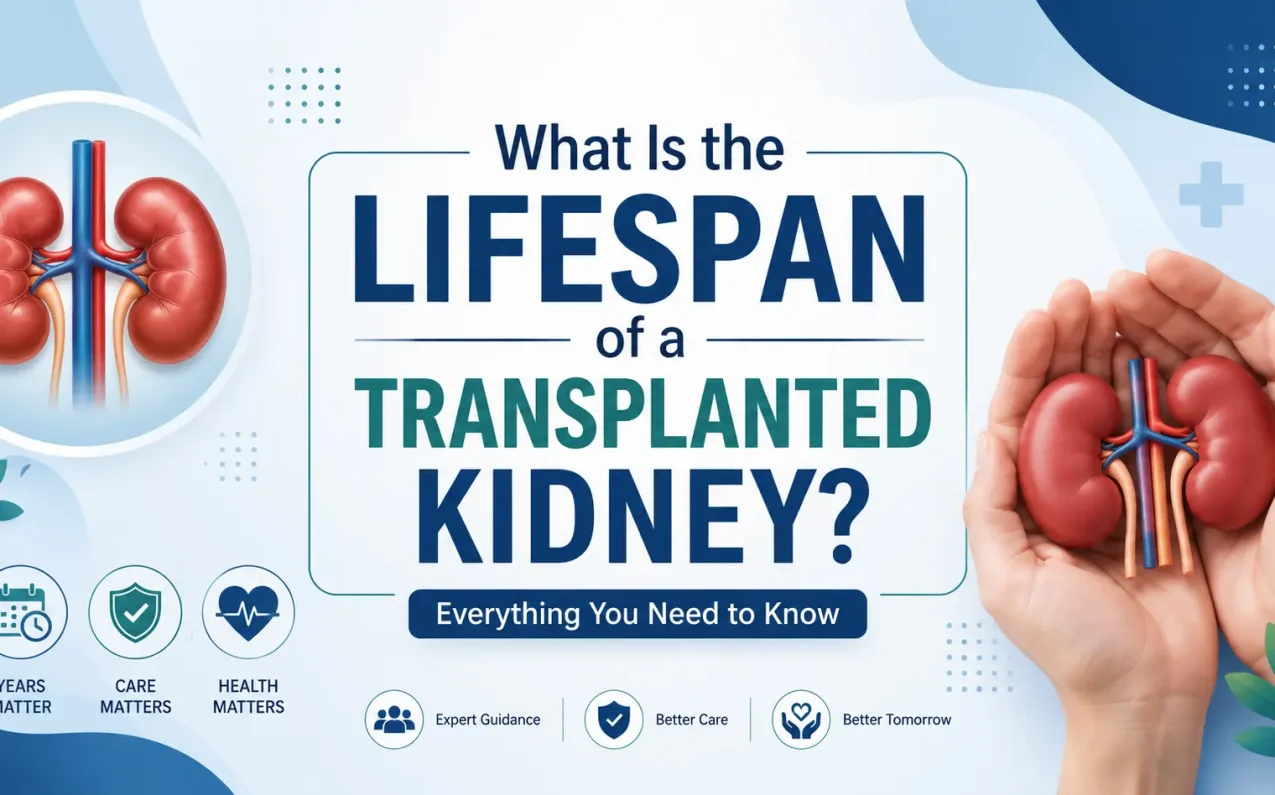 What Is the Lifespan of a Transplanted Kidney? Medical illustration showing a healthy transplanted kidney, organ donation concept, and long-term kidney transplant care.