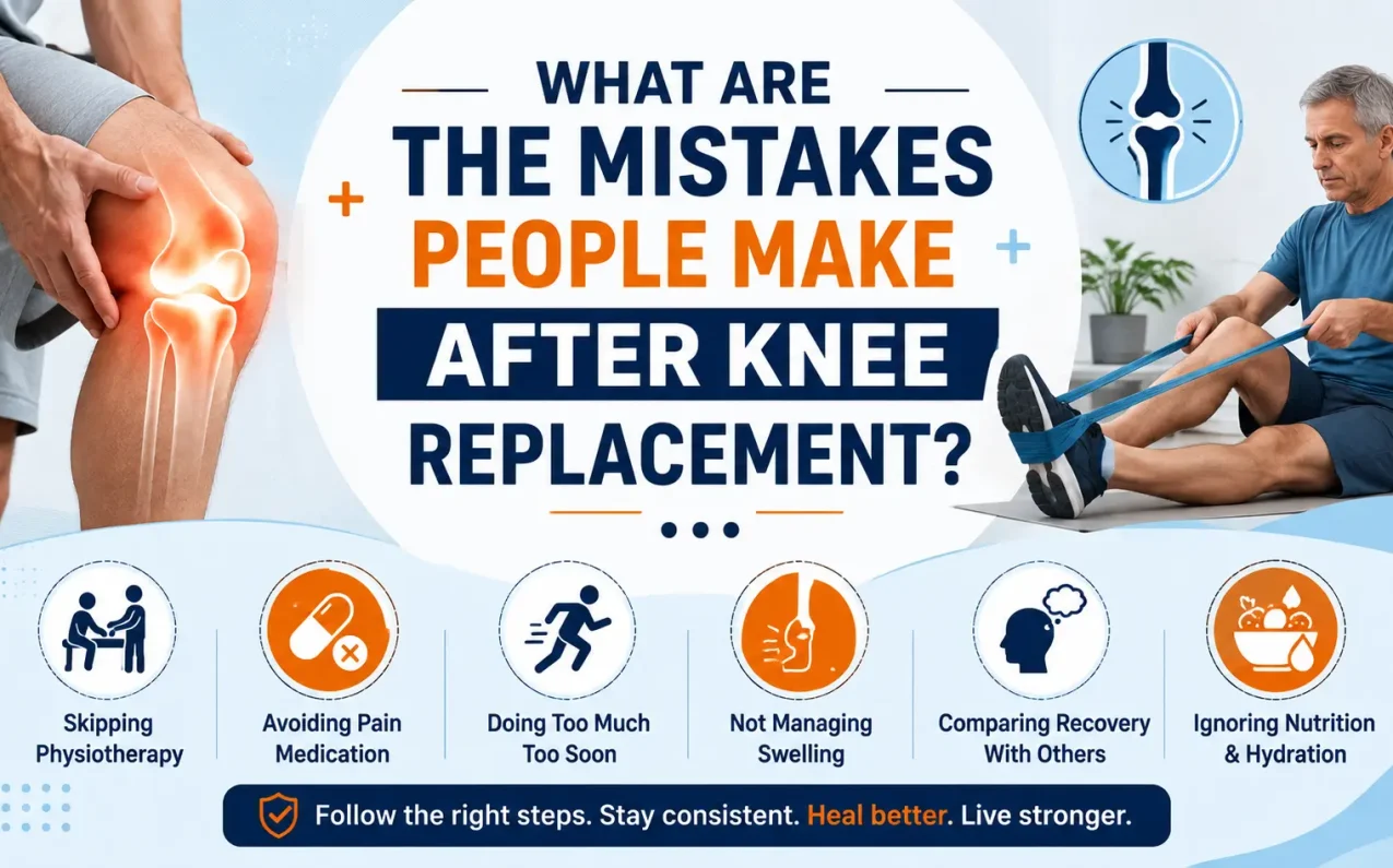 What are the mistakes people make after knee replacement? Patient performing guided knee rehabilitation exercises after knee replacement surgery to improve mobility and support safe recovery.