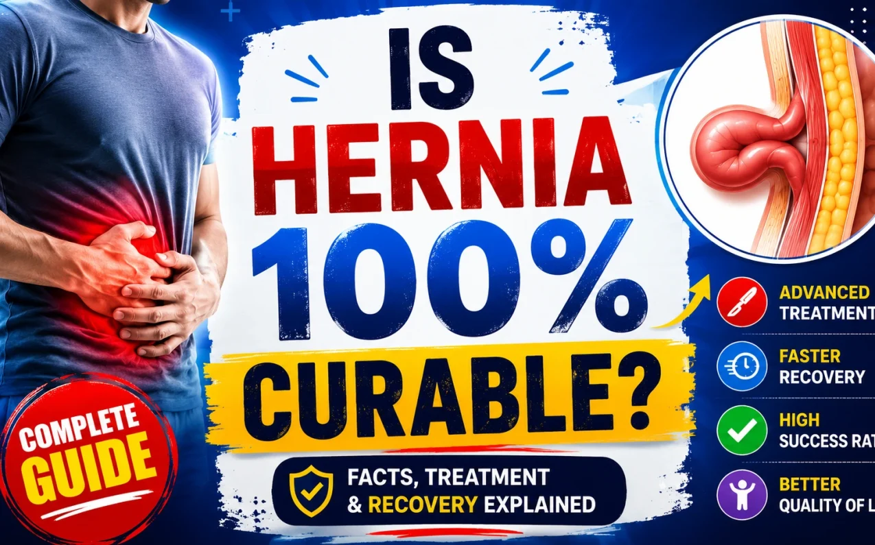 Is hernia 100% curable? Medical illustration explaining hernia surgery, treatment options, recovery process, and long-term success rates.