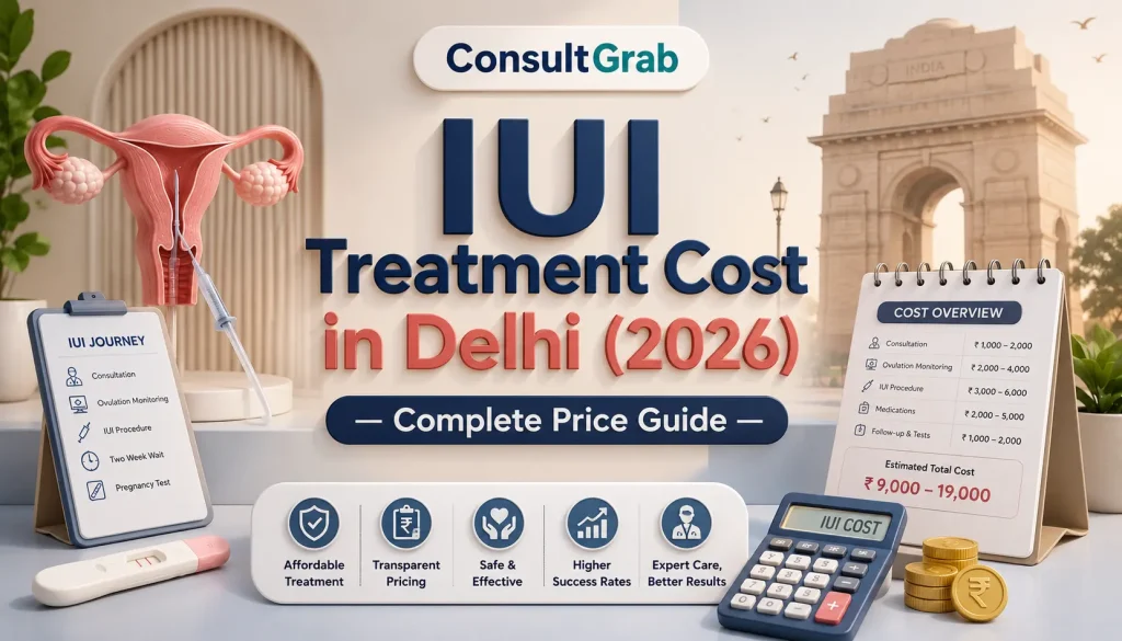 IUI Treatment Cost in Delhi (2026) — Complete Price Guide showing average cost per cycle