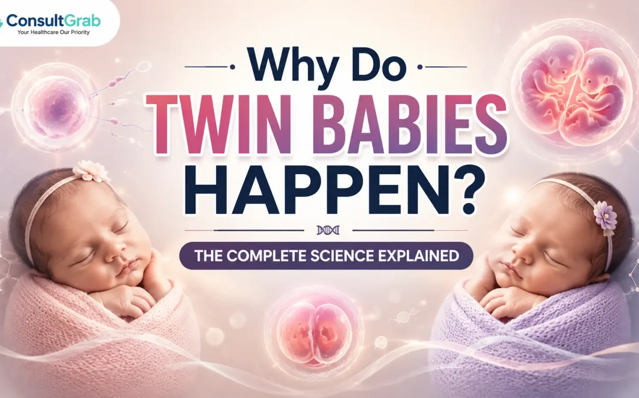 Why Do Twin Babies Happen? The Complete Science Explained — illustration of ovulation, fertilization and identical vs fraternal twin formation