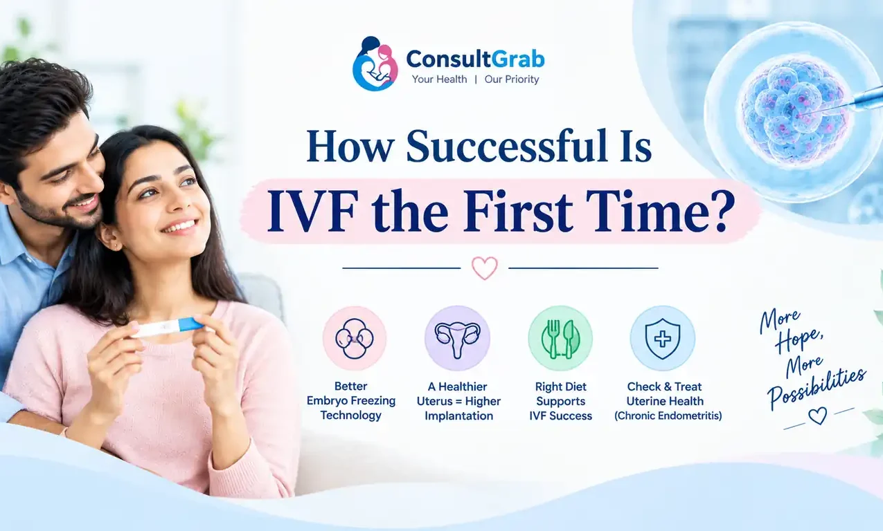 How Successful Is IVF the First Time? What Really Affects Your Chances – illustration of embryo transfer and a healthy uterus