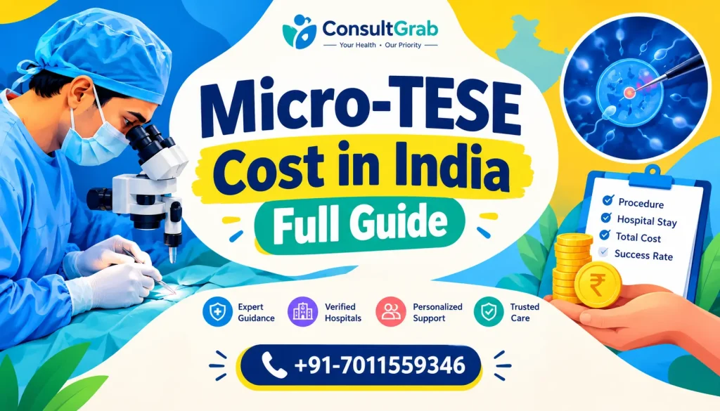 Micro-TESE Cost in India (2026): Full Guide — surgeon performing microsurgical sperm extraction procedure under microscope