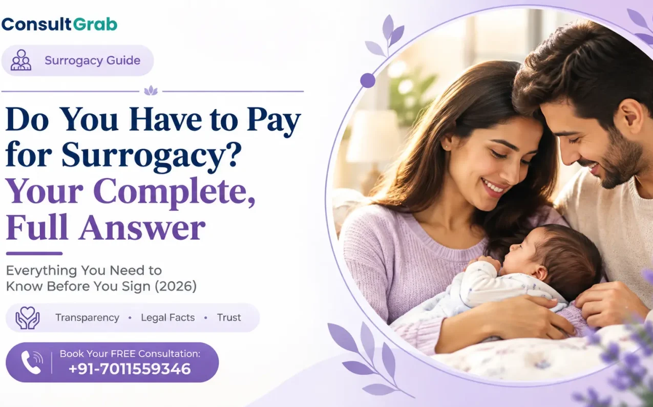 Do You Have to Pay for Surrogacy? Your Complete, Full Answer featuring a couple with their baby and a guide to surrogacy costs, legal facts, and consultation