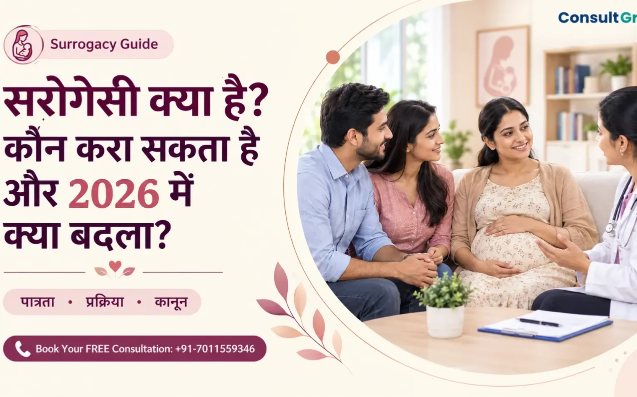 सरोगेसी क्या है? कौन करा सकता है और 2026 में क्या बदला? - इच्छुक दंपति और डॉक्टर की परामर्श बैठक