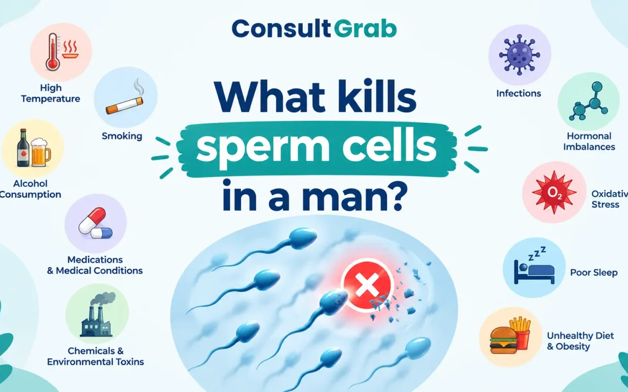 What kills sperm cells in a man? Heat, smoking, alcohol, drugs and toxins that harm sperm health